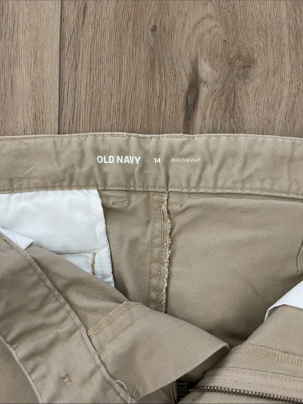 Old Navy Girl’s Beige Flat-Front Chino Shorts Uniform approved